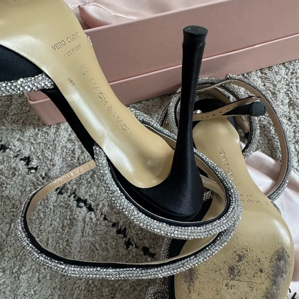 Mach & Mach Women's Black and Silver Heels size 38 - Picture 8 of 9